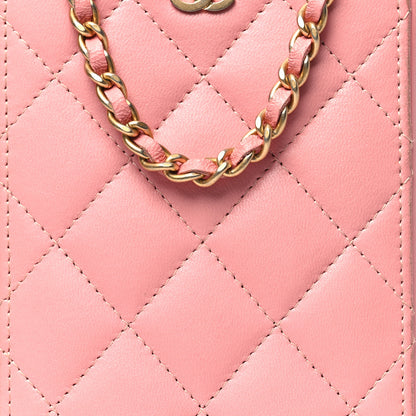 Chanel Lambskin Quilted Phone Holder Wallet On Chain WOC Light Pink 8 of 14