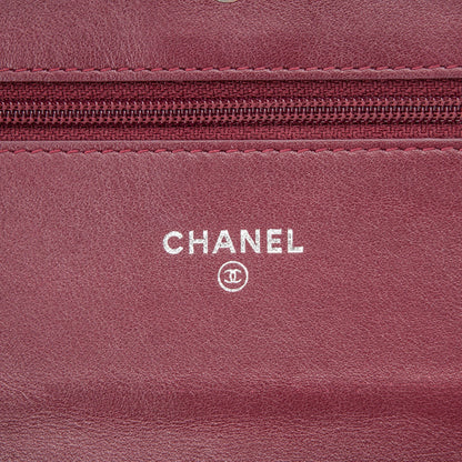 Chanel Patent Quilted Brilliant Wallet On Chain WOC Light Burgundy 6 of 9