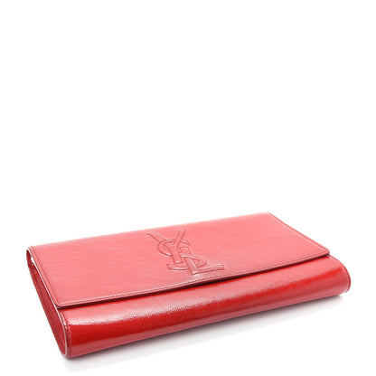 Saint Laurent Textured Patent Monogram Large Belle De Jour Clutch Red 4 of 8
