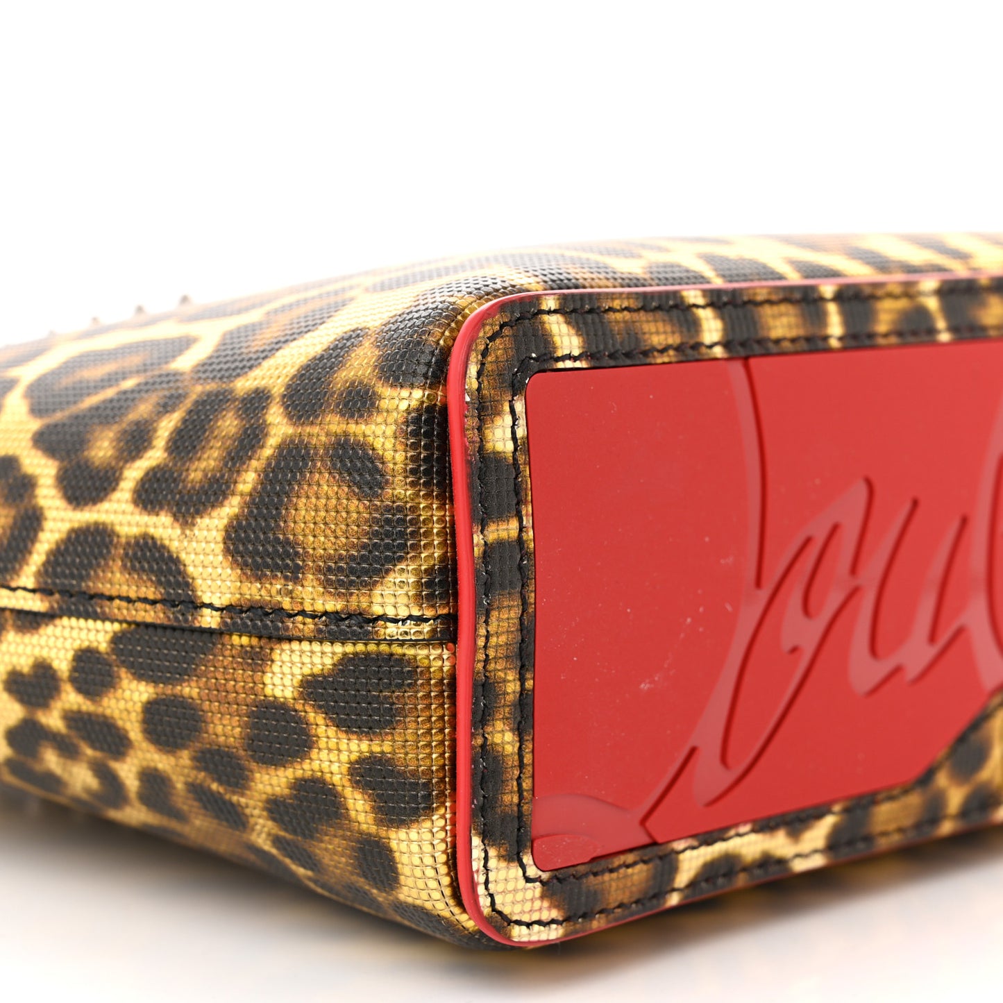 Calfskin Coins Leopard Print Spikes Mini East West Cabata Tote Gold