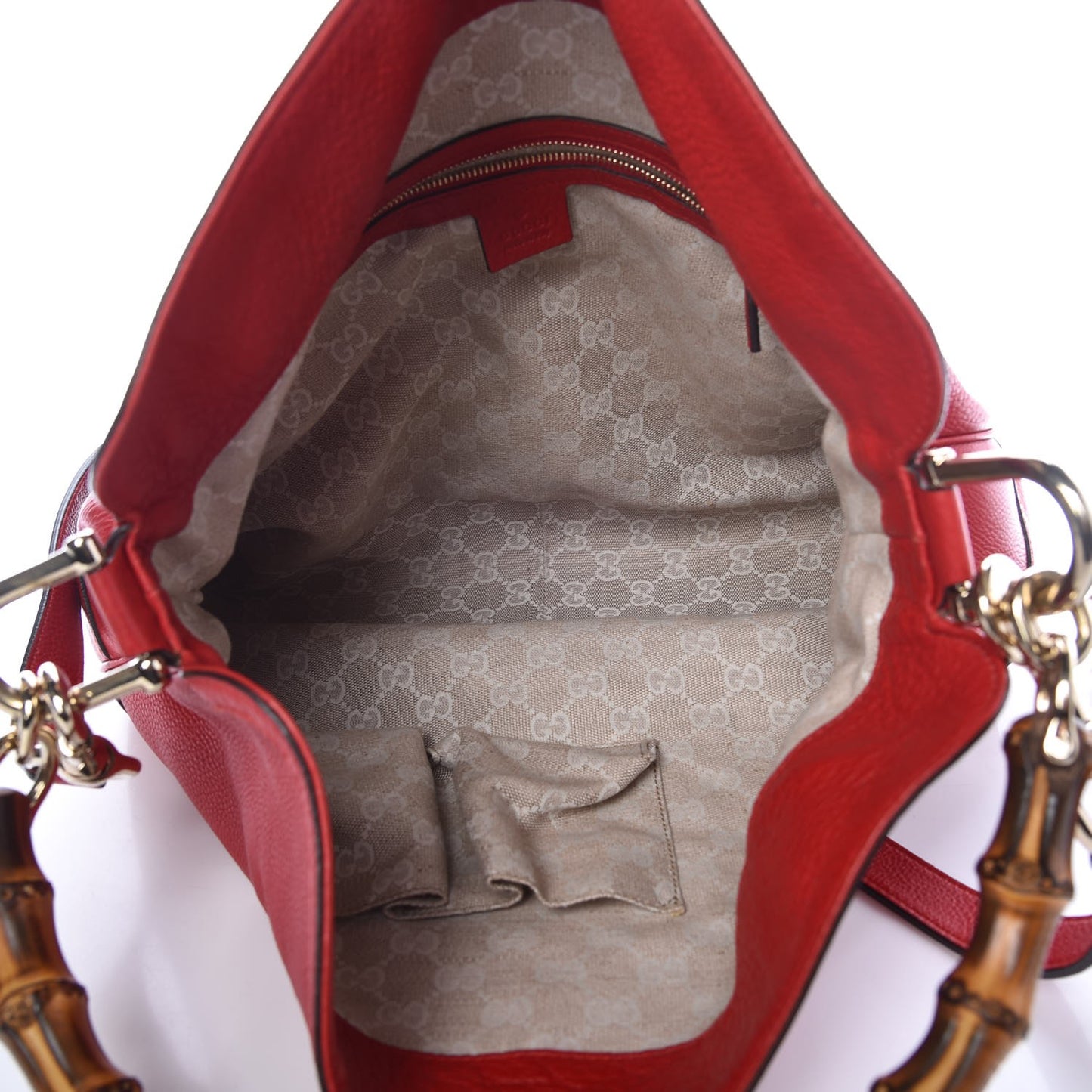 Pebbled Calfskin Medium Diana Bamboo Shoulder Bag Red