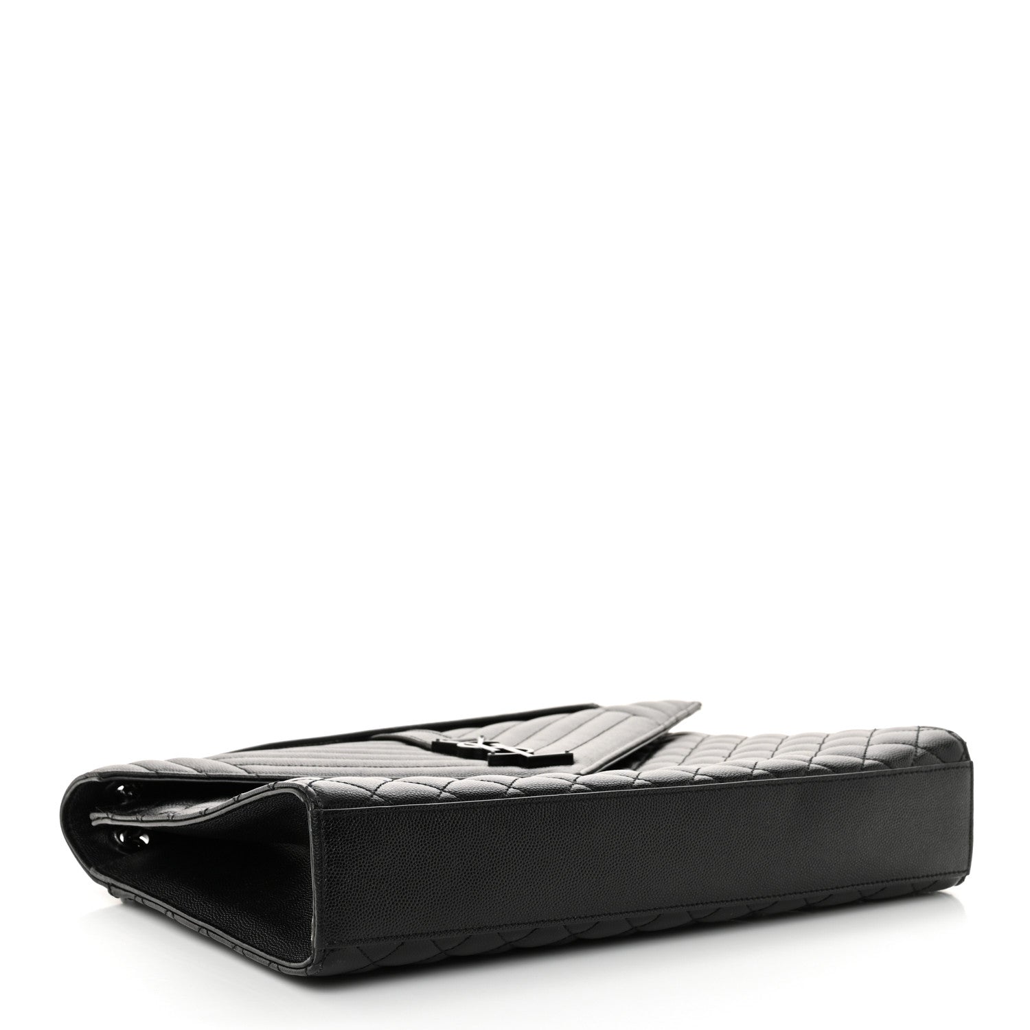Saint Laurent Grain De Poudre Textured Mixed Matelasse Large Triquilt Monogram Monochrome Satchel Black 4 of 10