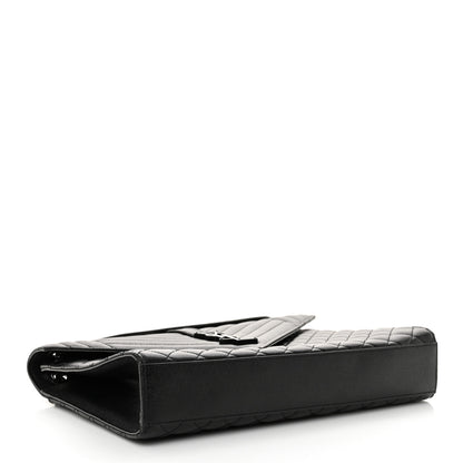 Saint Laurent Grain De Poudre Textured Mixed Matelasse Large Triquilt Monogram Monochrome Satchel Black 4 of 10
