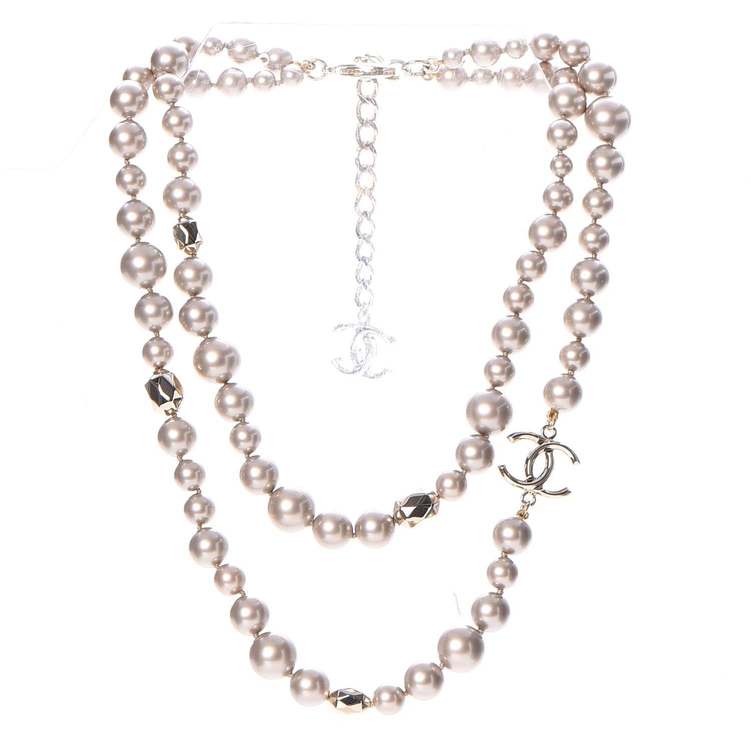 Chanel Resin Pearl CC Short Necklace in Golden Pearly Beige 3 of 5