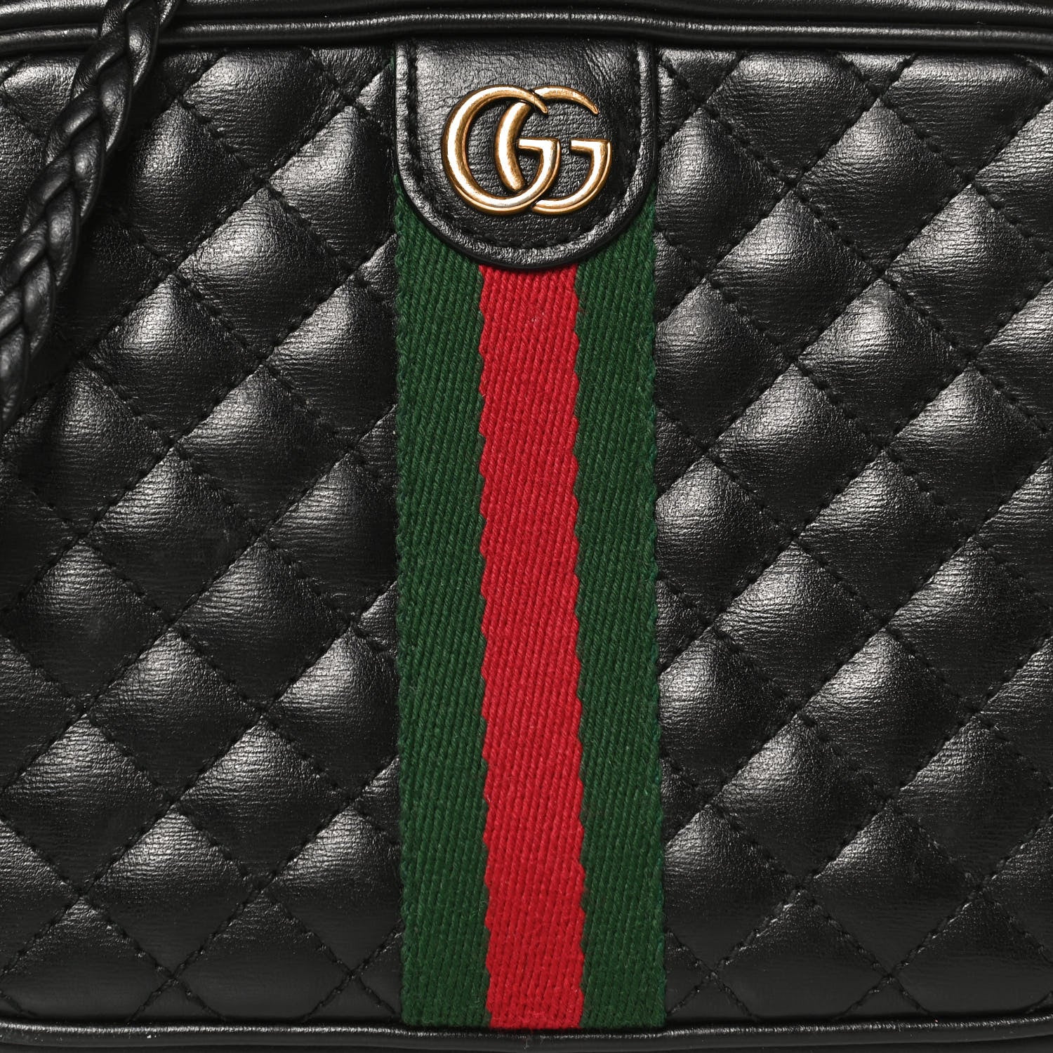 Gucci Calfskin Trapuntata Web Mini GG Shoulder Bag Black 8 of 12