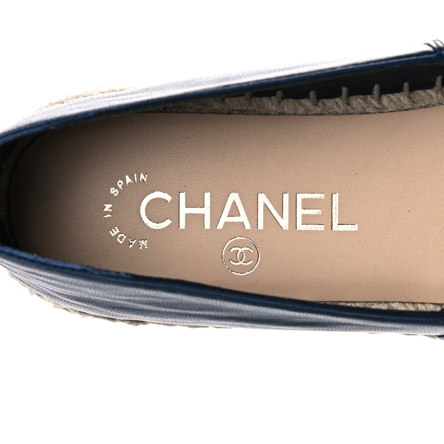 Lambskin CC Espadrilles 37 Navy Black Beige
