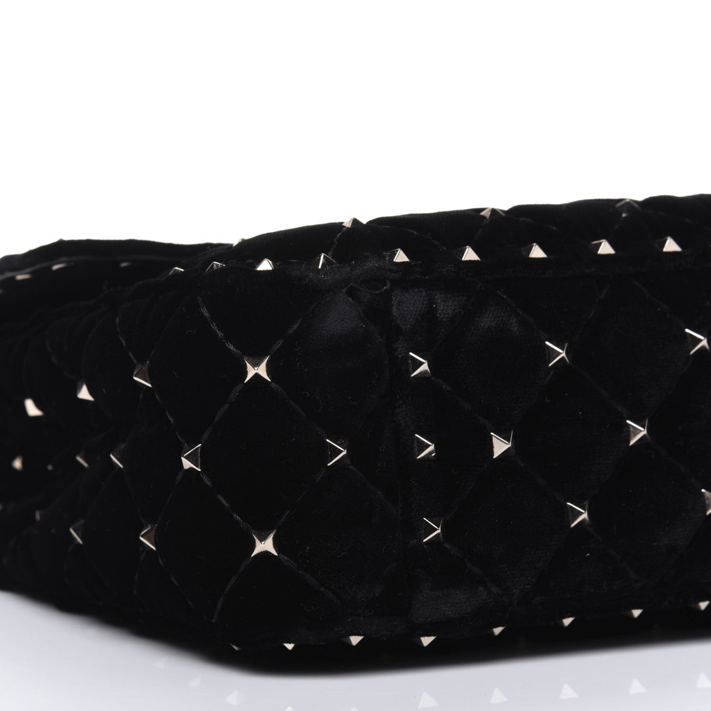 Velvet Medium Rockstud Spike Shoulder Bag Black