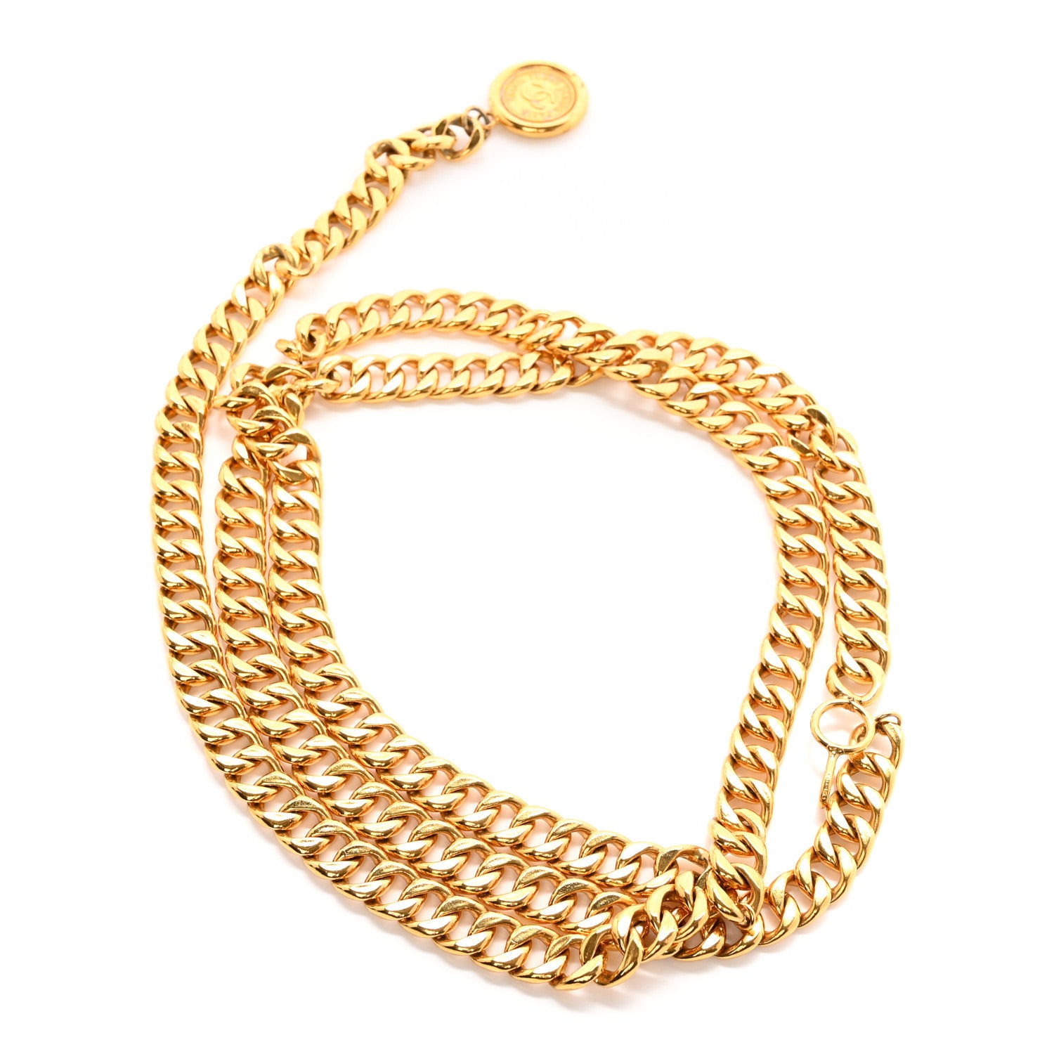 Chanel Metal Chain CC Medallion Belt Gold 2 of 7