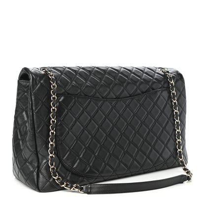 Chanel Metallized Calfskin Quilted XXL Travel Flap Bag Black 3 of 10