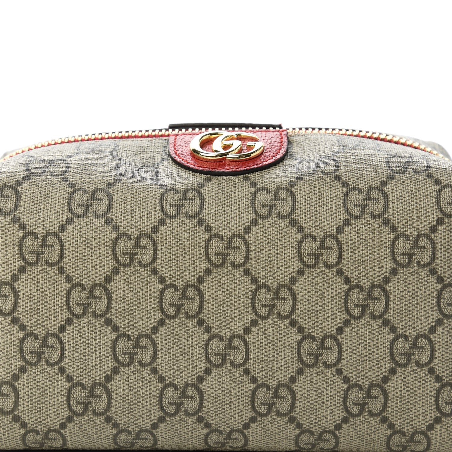 Gucci Soft GG Supreme Monogram Calfskin Medium Ophidia Cosmetic Case Beige Ebony Hibiscus Red 10 of 10