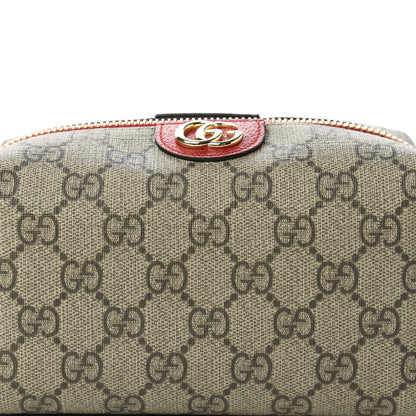 Gucci Soft GG Supreme Monogram Calfskin Medium Ophidia Cosmetic Case Beige Ebony Hibiscus Red 10 of 10