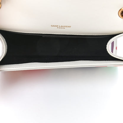 Saint Laurent Grain De Poudre Small Classic Monogram Shapes Print Kate Satchel White 4 of 4