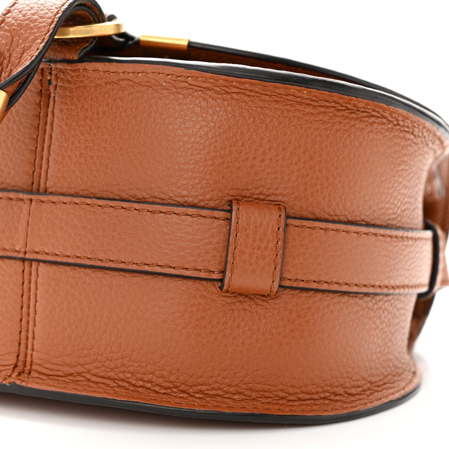 Grained Calfskin Small Marcie Saddle Bag Tan