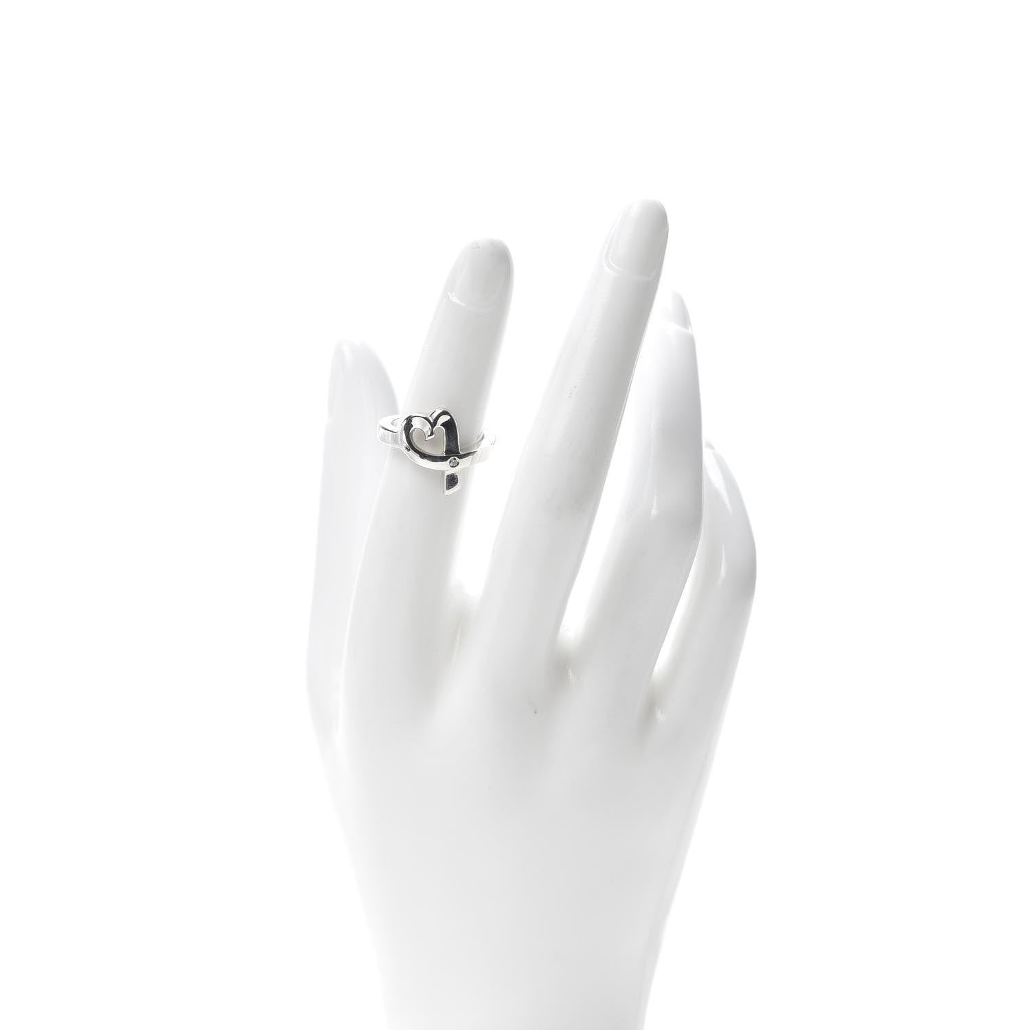Tiffany Sterling Silver Paloma Picasso Diamond Loving Heart Ring 49 4.75 2 of 5