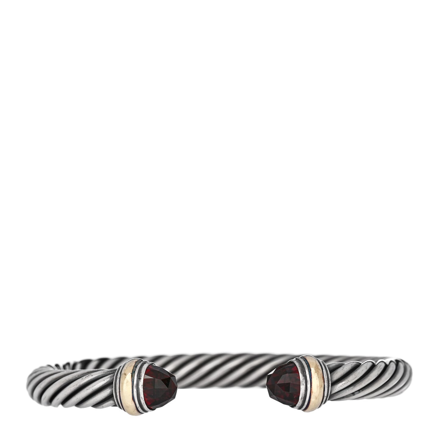 Sterling Silver 14K Yellow Gold Garnet 7mm Cable Classics Bracelet