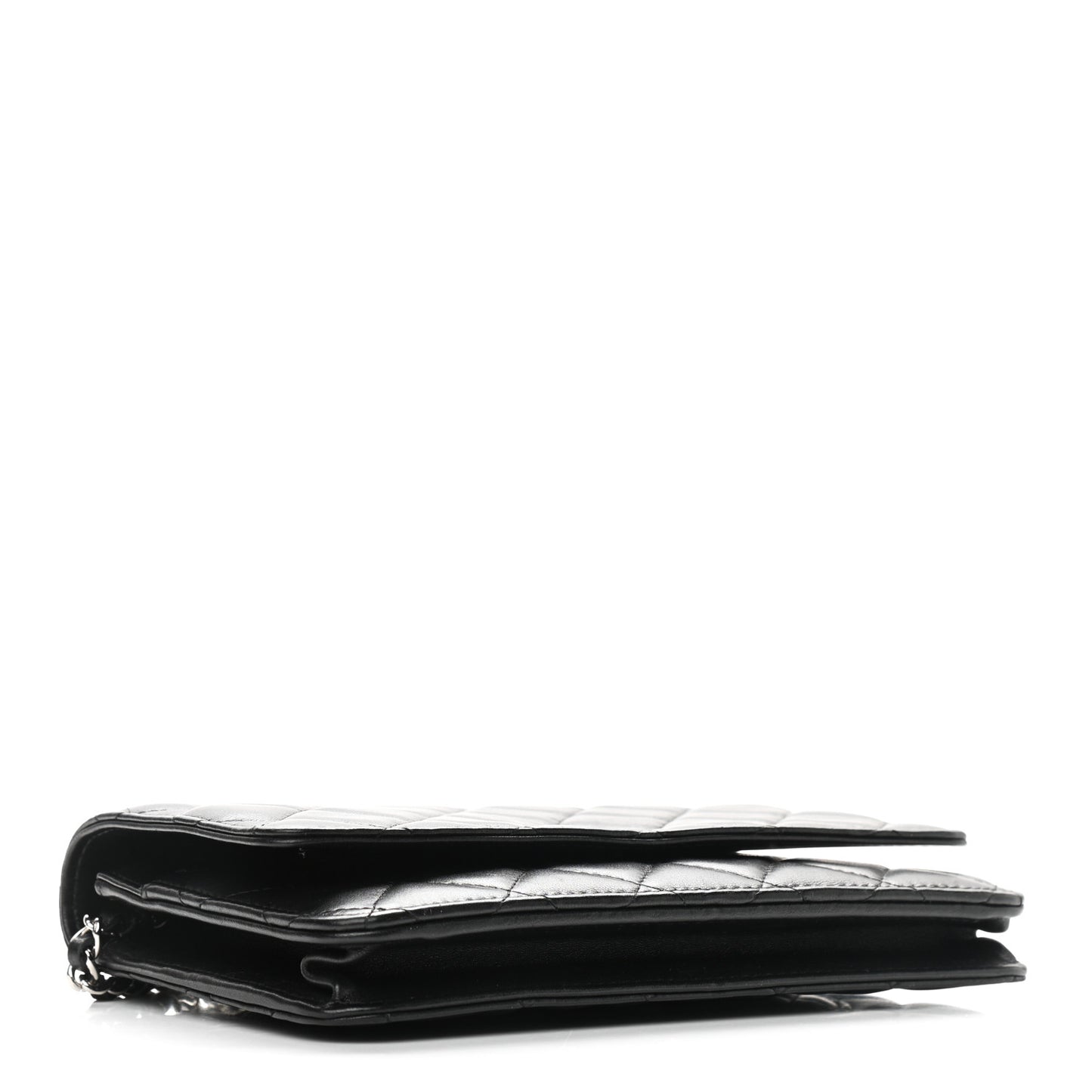 Lambskin Quilted Wallet On Chain WOC Black