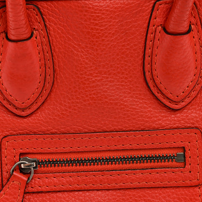 Celine Drummed Calfskin Nano Luggage Vermillion 8 of 13
