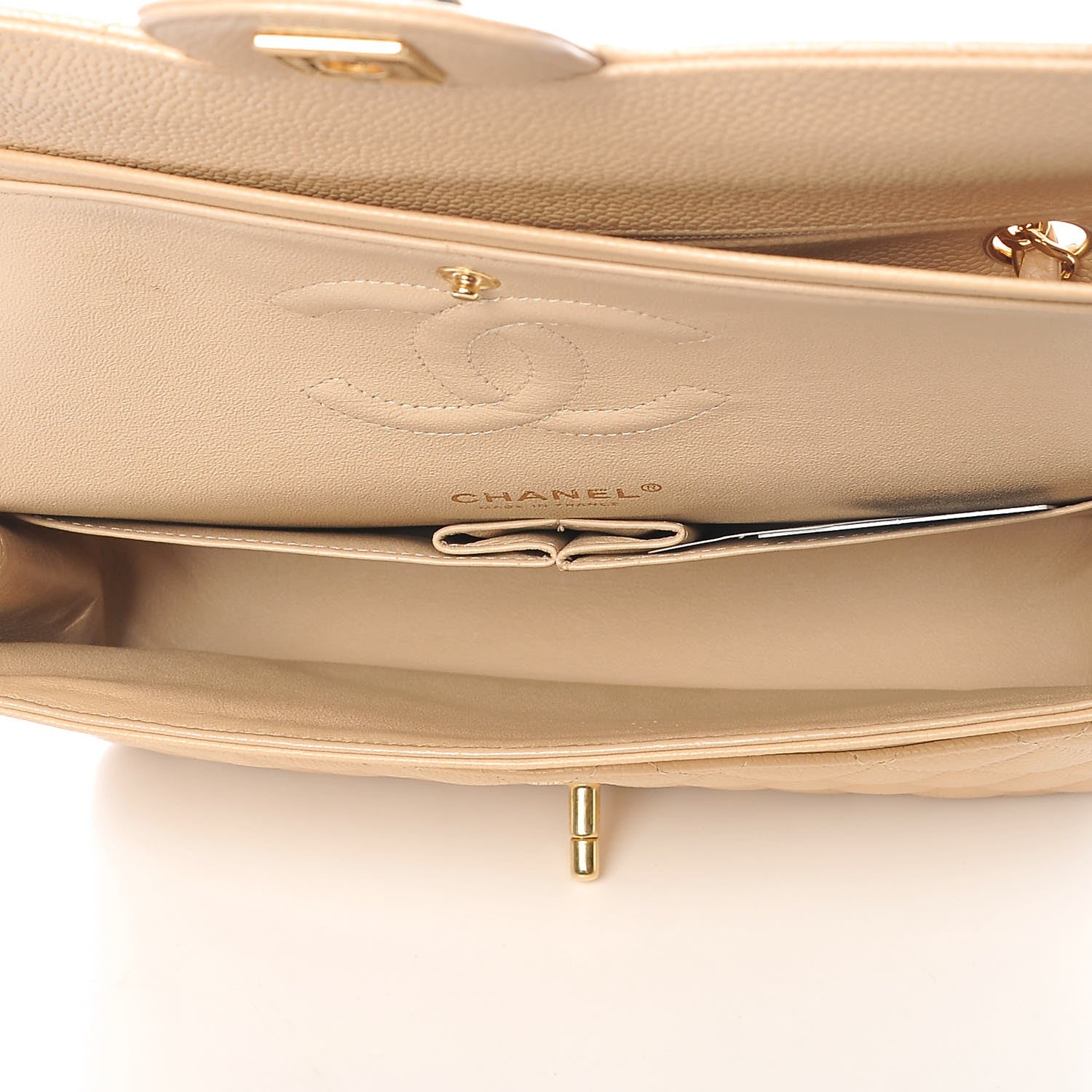Chanel Caviar Quilted Medium Double Flap Beige Clair 5 of 8