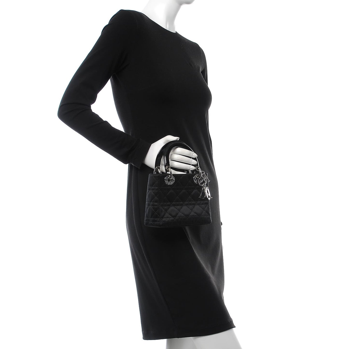 Satin Patent Cannage Mini Lady Dior Black