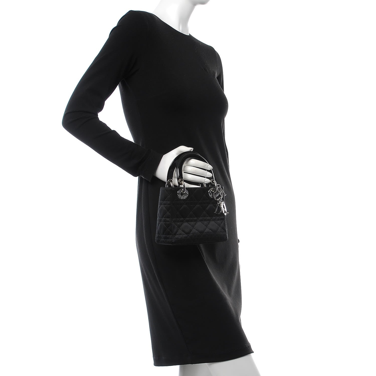 Christian Dior Satin Patent Cannage Mini Lady Dior Black 2 of 8