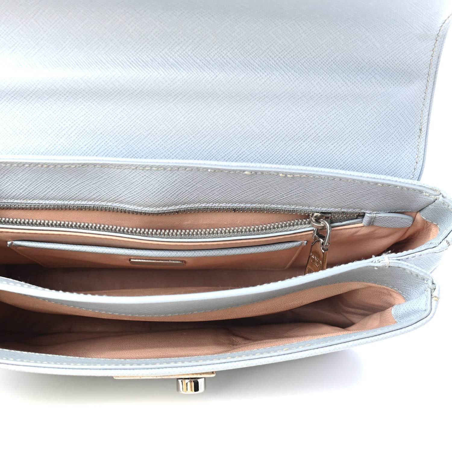 Prada Saffiano Lux Sound Top Handle Light Blue 4 of 4
