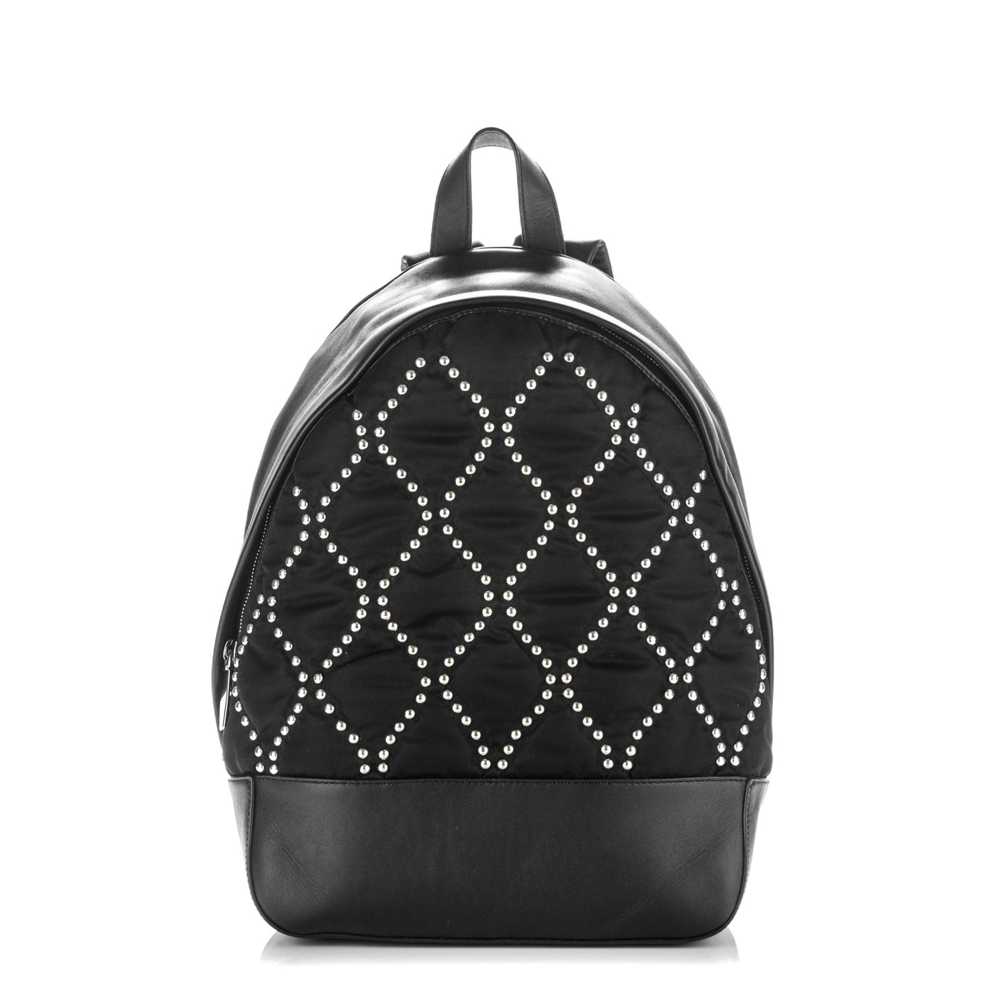 Lambskin Nylon Studded Backpack Black