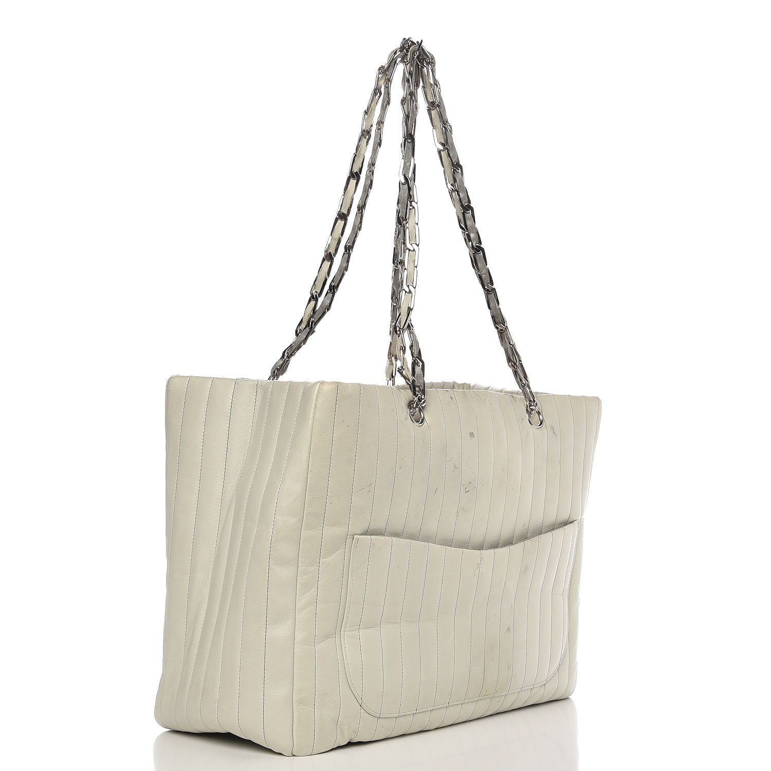 Chanel Lambskin Vertical Quilted Large Mademoiselle Tote Light Green 3 of 15