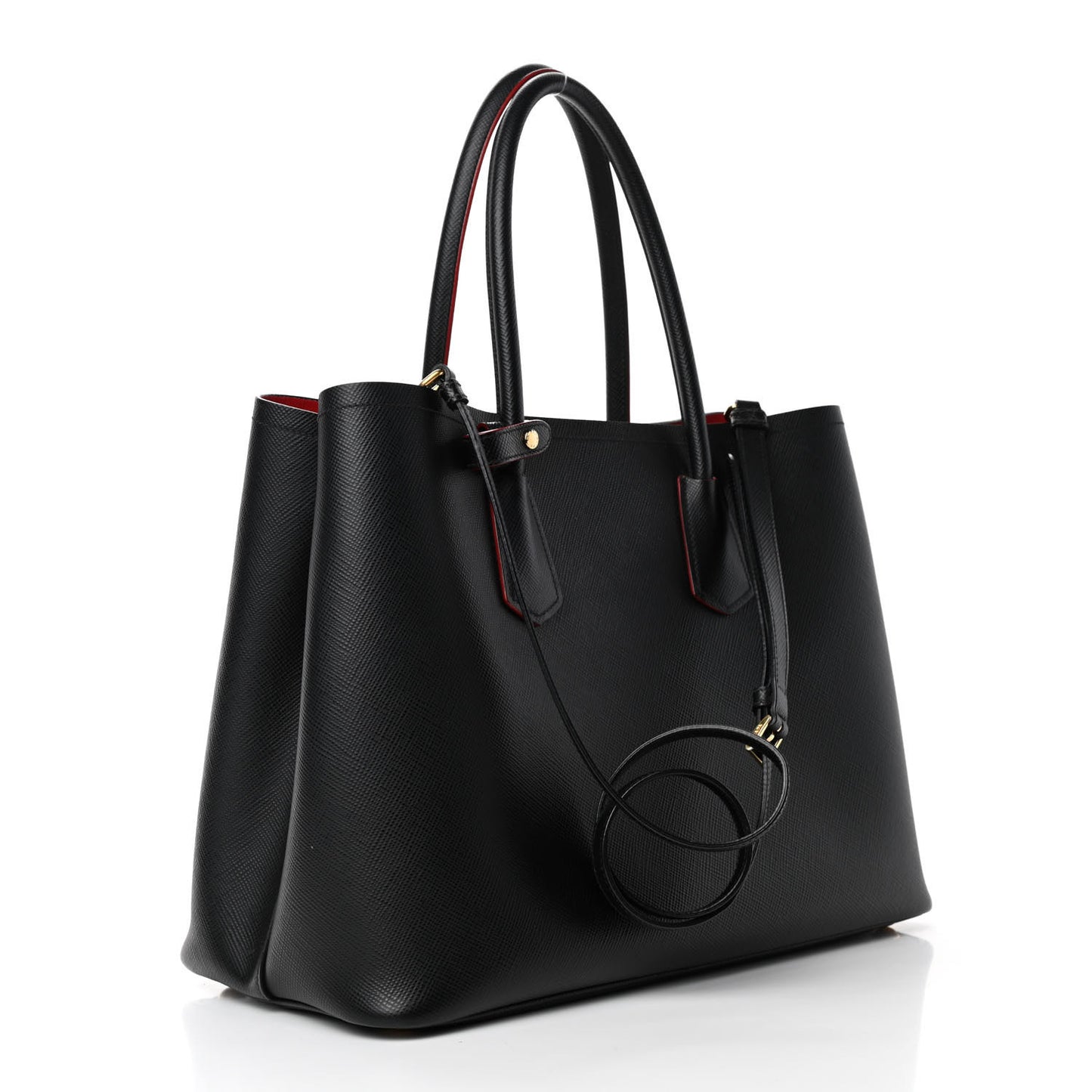 Saffiano Cuir Large Double Bag Black Fuoco