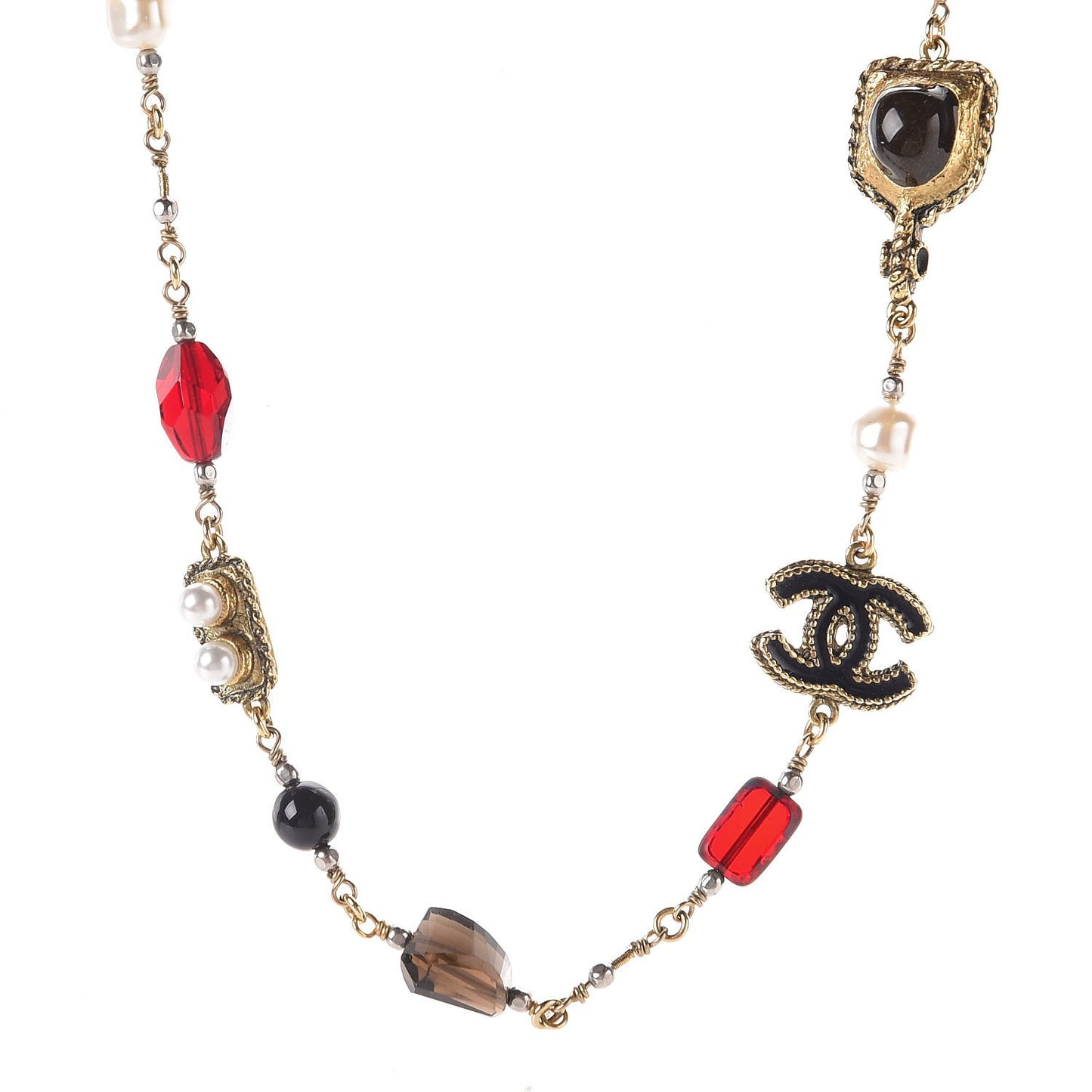 Pearl Enamel Bead CC Necklace Multicolor