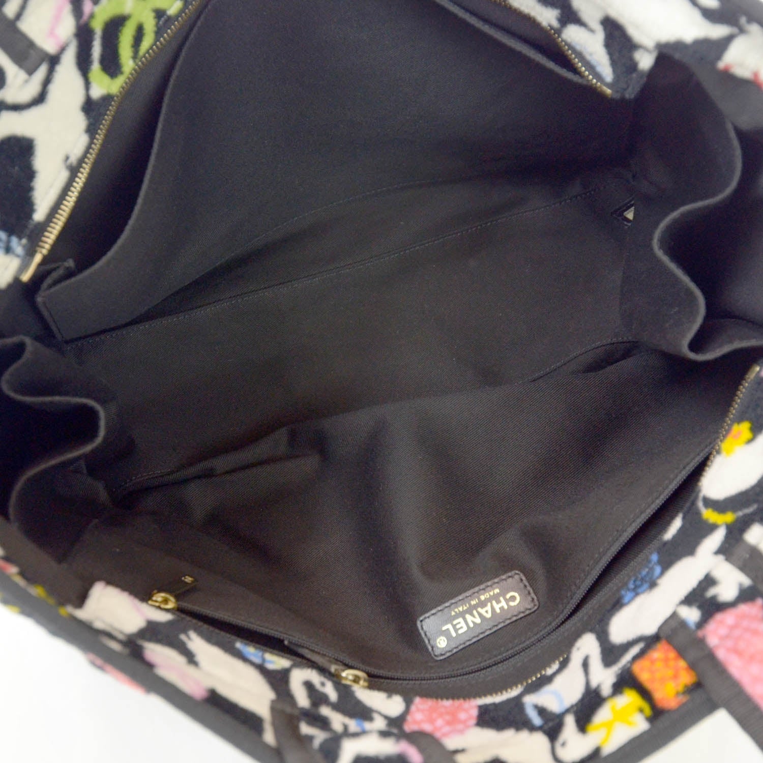 Chanel Terry Cotton Baby Animals Diaper Bag Black 10 of 10