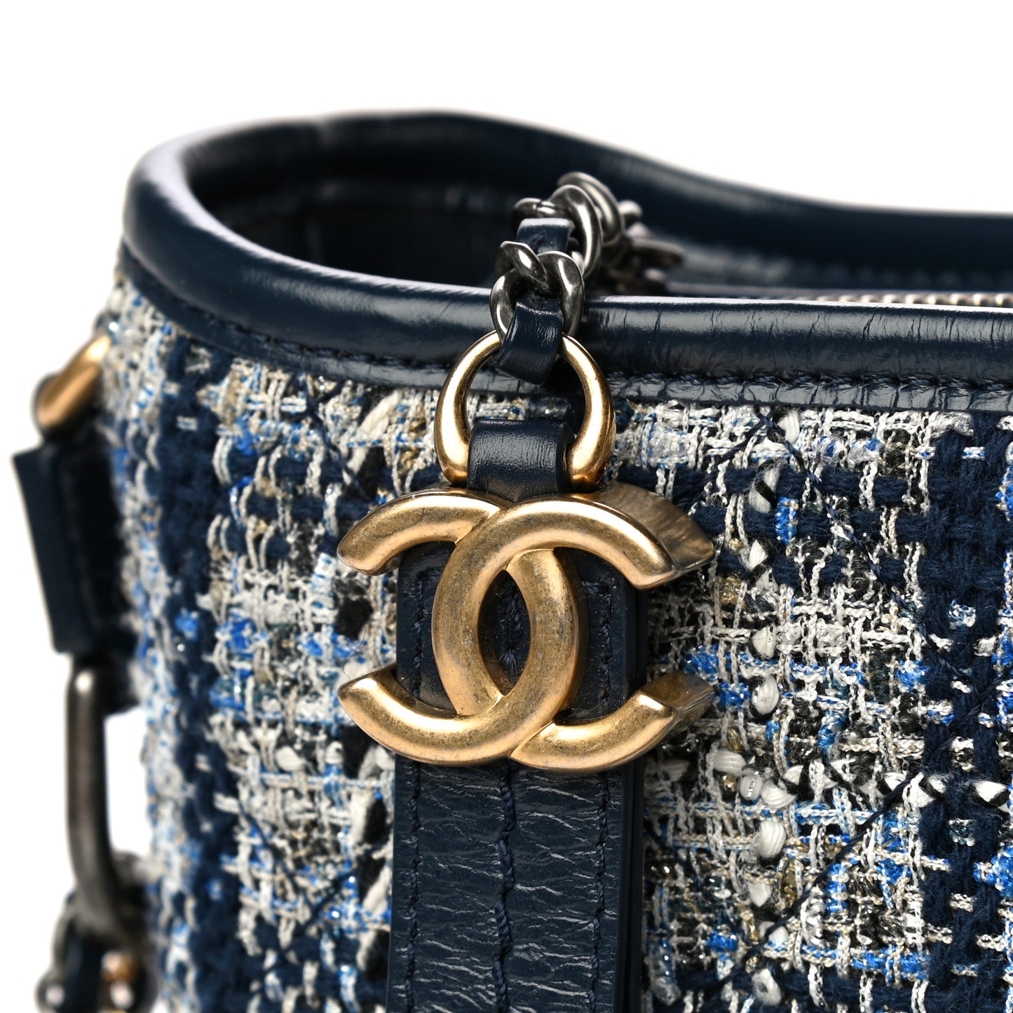 Tweed Calfskin Small Gabrielle Hobo Blue