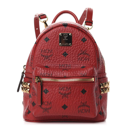 MCM Visetos Side Stud X-Mini Stark Bebe Boo Backpack Ruby Red 1 of 9