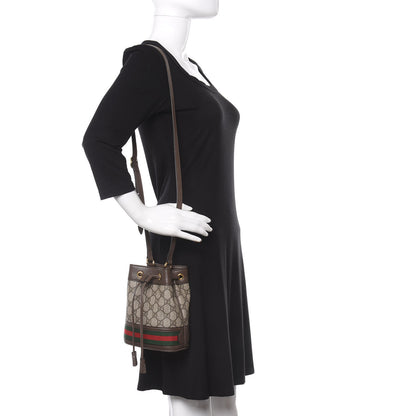 Gucci GG Supreme Monogram Web Mini Ophidia Bucket Bag Brown 2 of 9