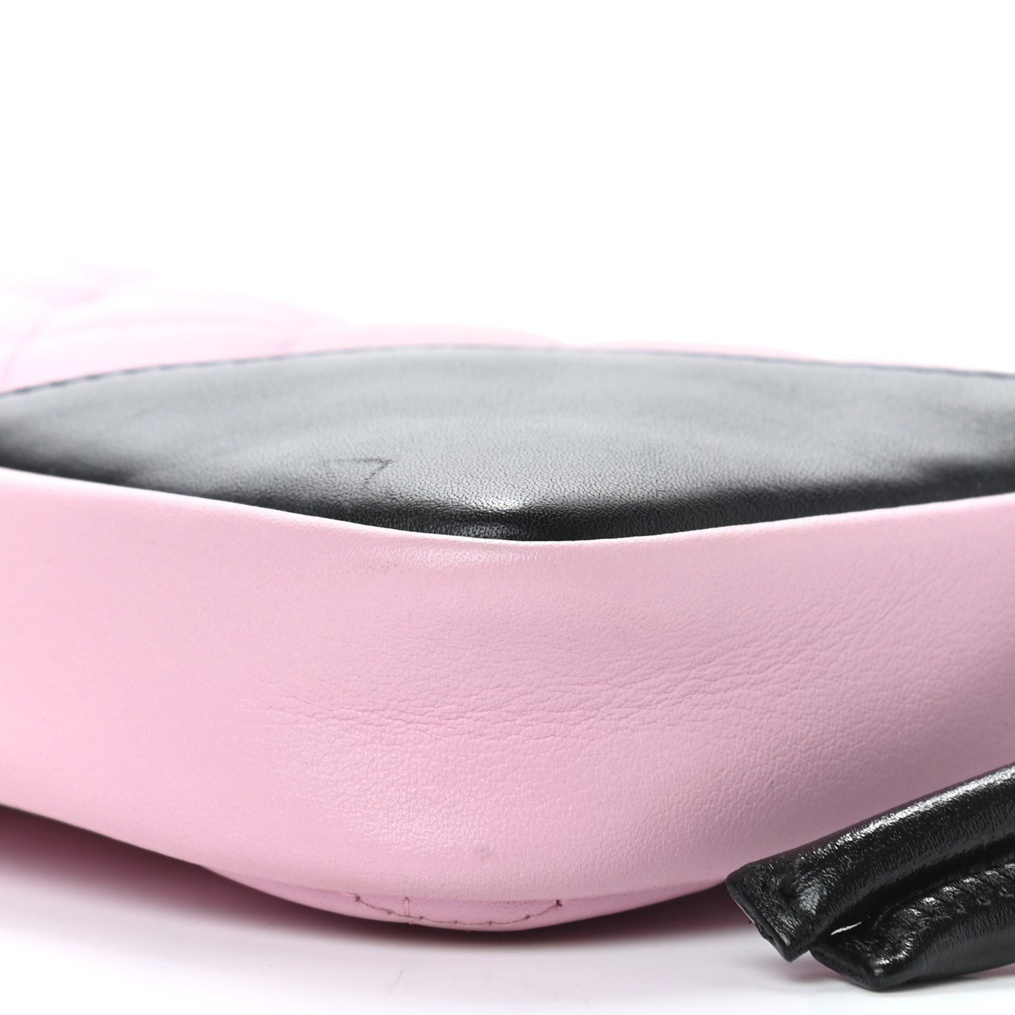 Calfskin Quilted Cambon Pochette Pink Black
