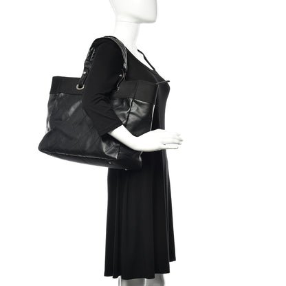 Chanel Coated Canvas Quilted Large Paris Biarritz Tote Black 2 of 10