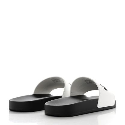 Balenciaga Rubber Mens Logo Pool Slide Sandals 42 White Black 4 of 9