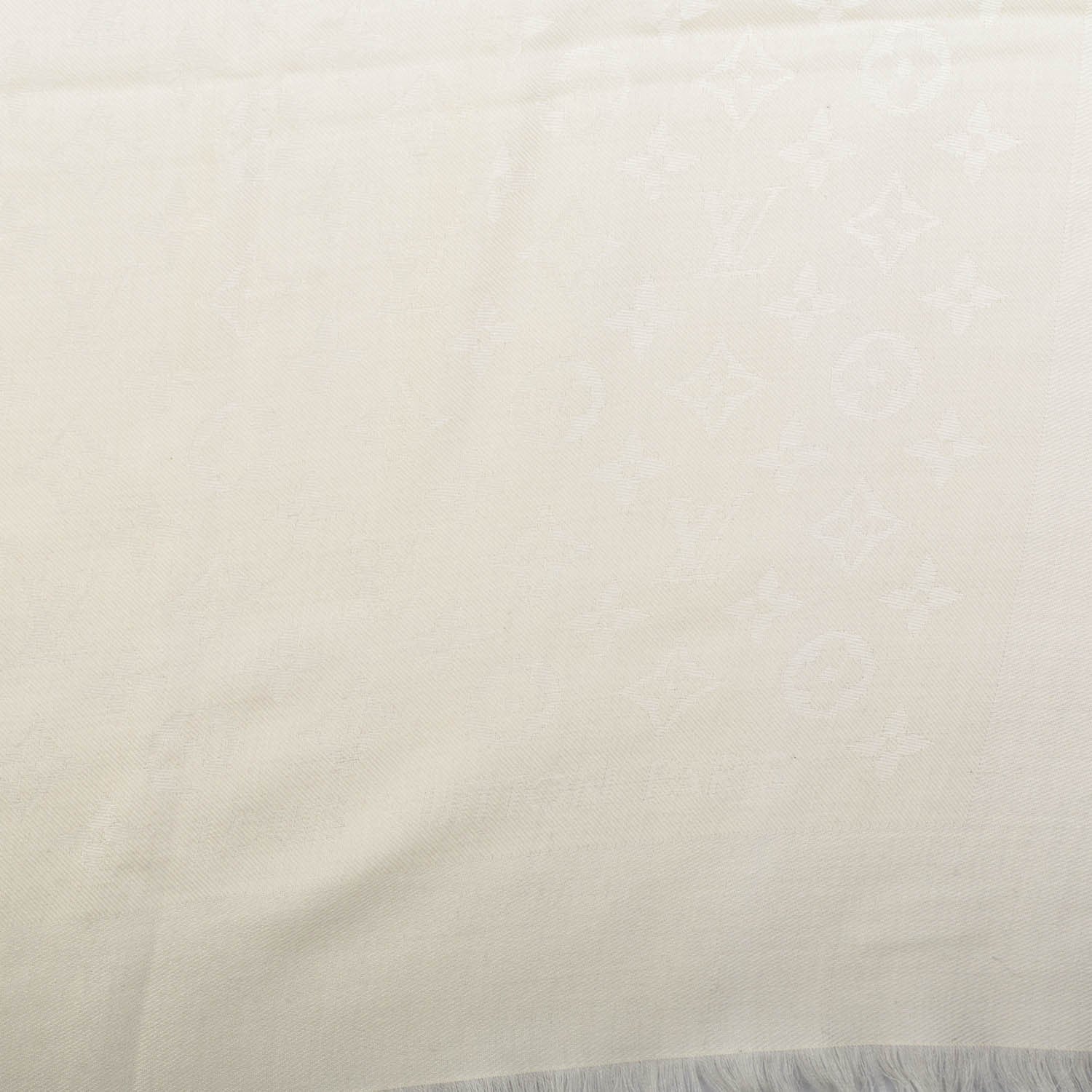 Louis Vuitton Silk Wool Monogram Shawl Ivory 4 of 5