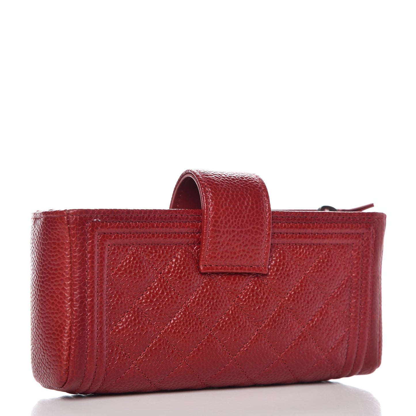 Caviar Quilted Mini Boy Phone Holder Clutch Dark Red