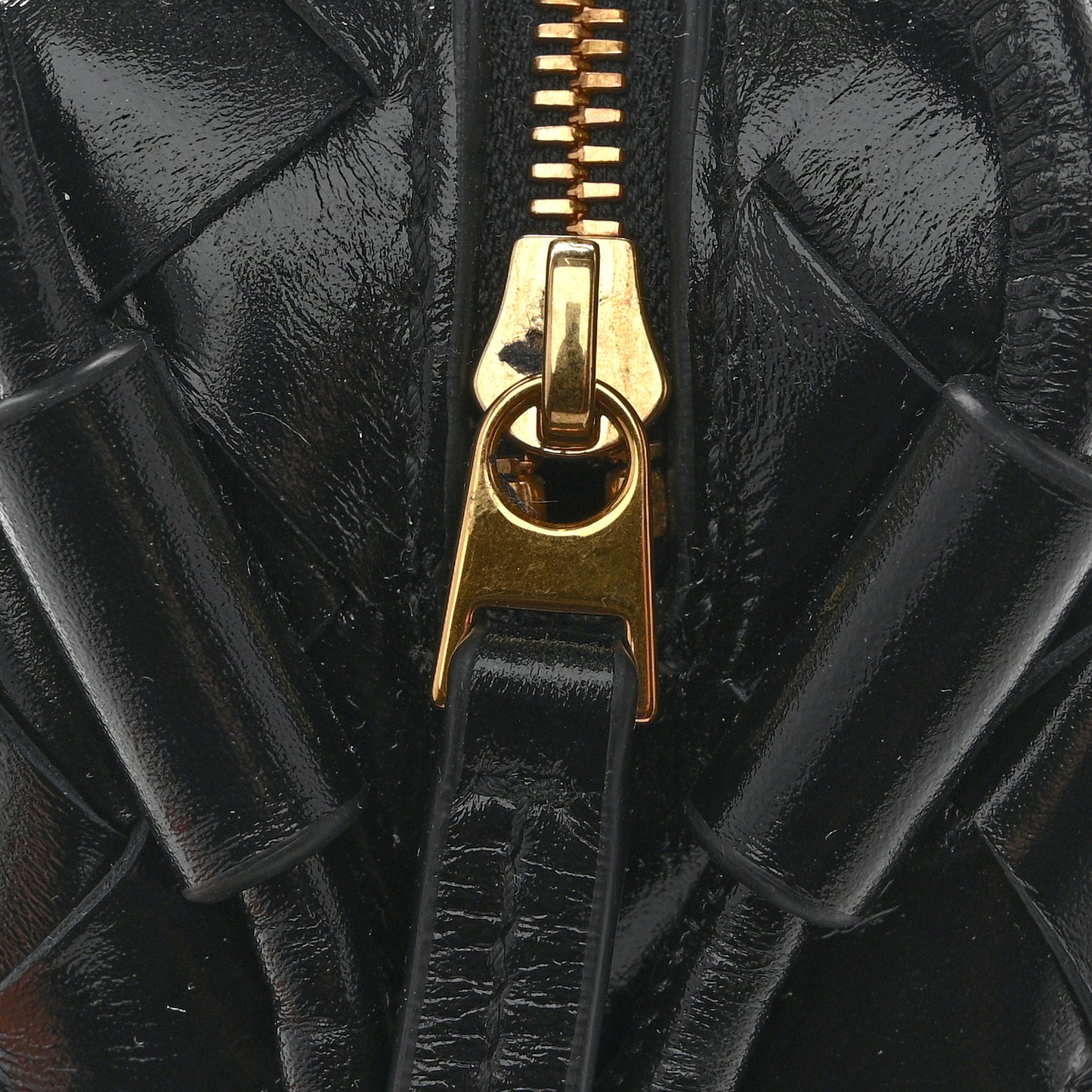 Polished Nappa Intrecciato Metallic Knot Mini Loop Camera Bag Black