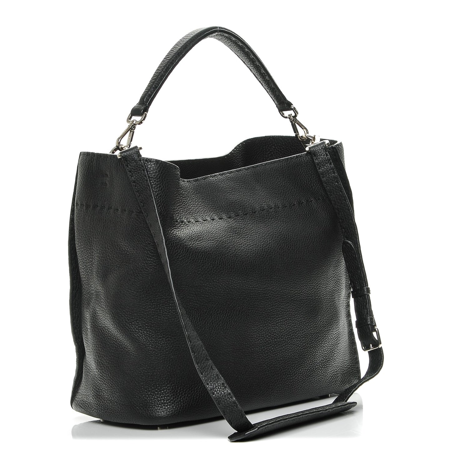 Cuoio Romano Selleria Large Anna Bucket Bag Black