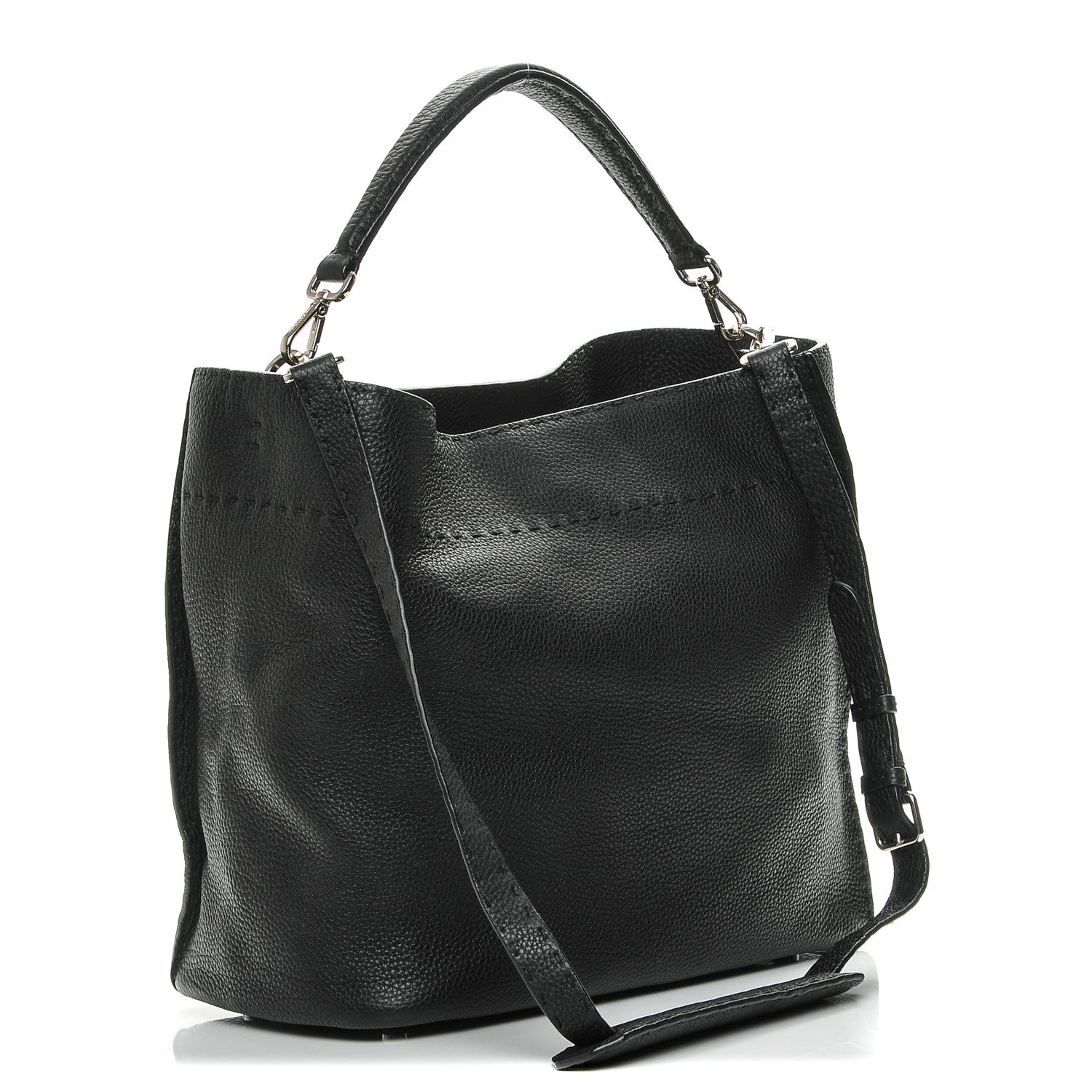 Fendi Cuoio Romano Selleria Large Anna Bucket Bag Black 3 of 6