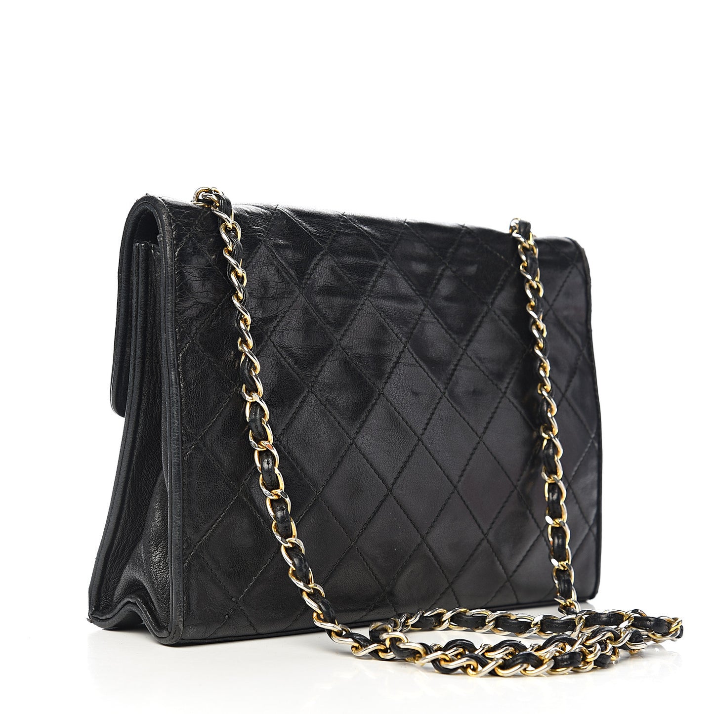 Lambskin Quilted CC Tassel Shoulder Flap Black