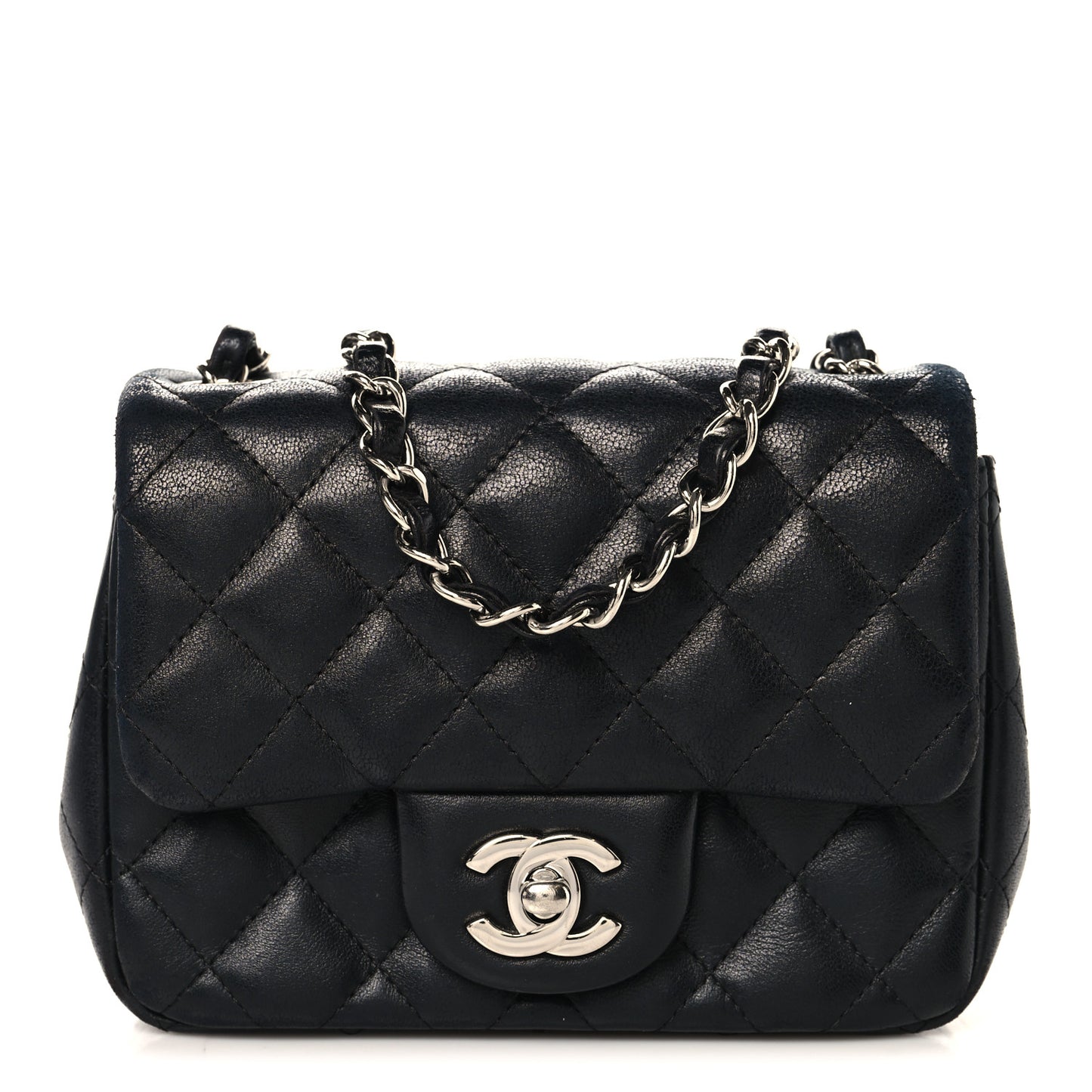 Lambskin Quilted Mini Square Flap Black