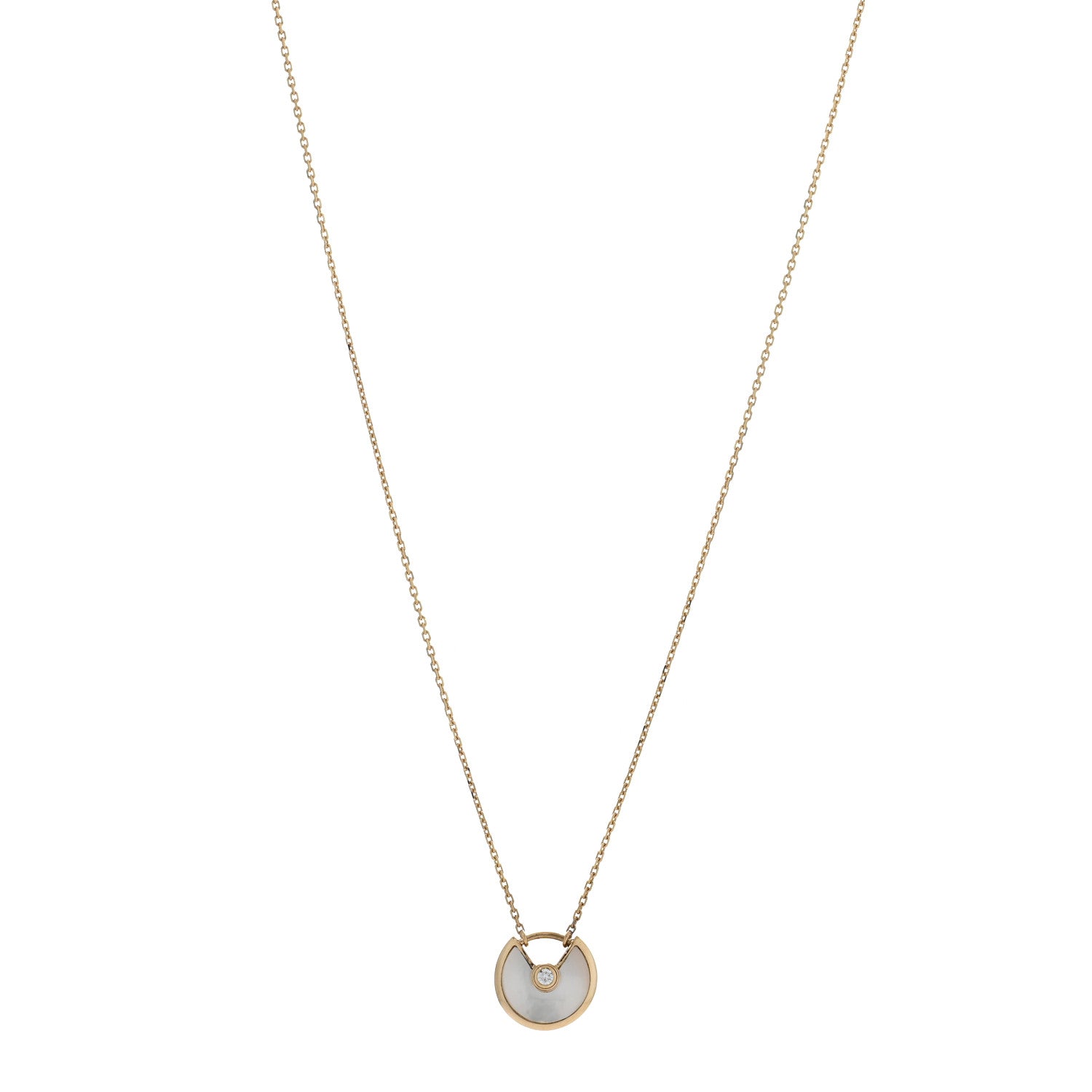 Cartier 18K Yellow Gold Diamond Mother of Pearl XS Amulette de Cartier Pendant Necklace 1 of 4