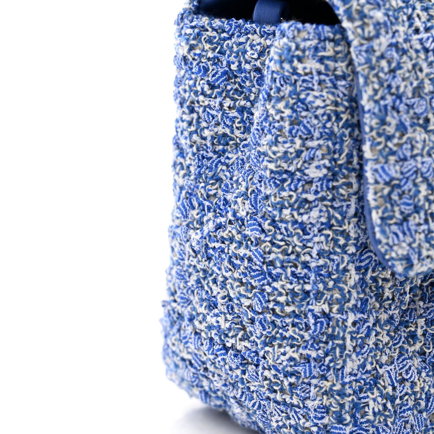 Tweed Quilted Mini Rectangular Flap Blue White