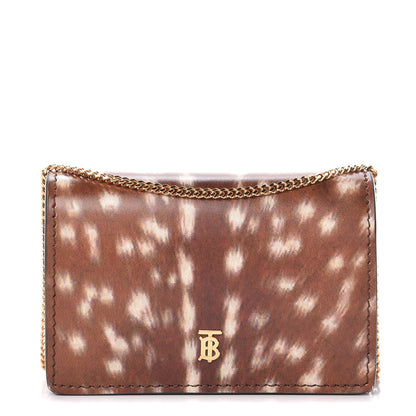 Burberry Calfskin Deer Printed Jessie Chain Card Case Malt Brown 1 of 12