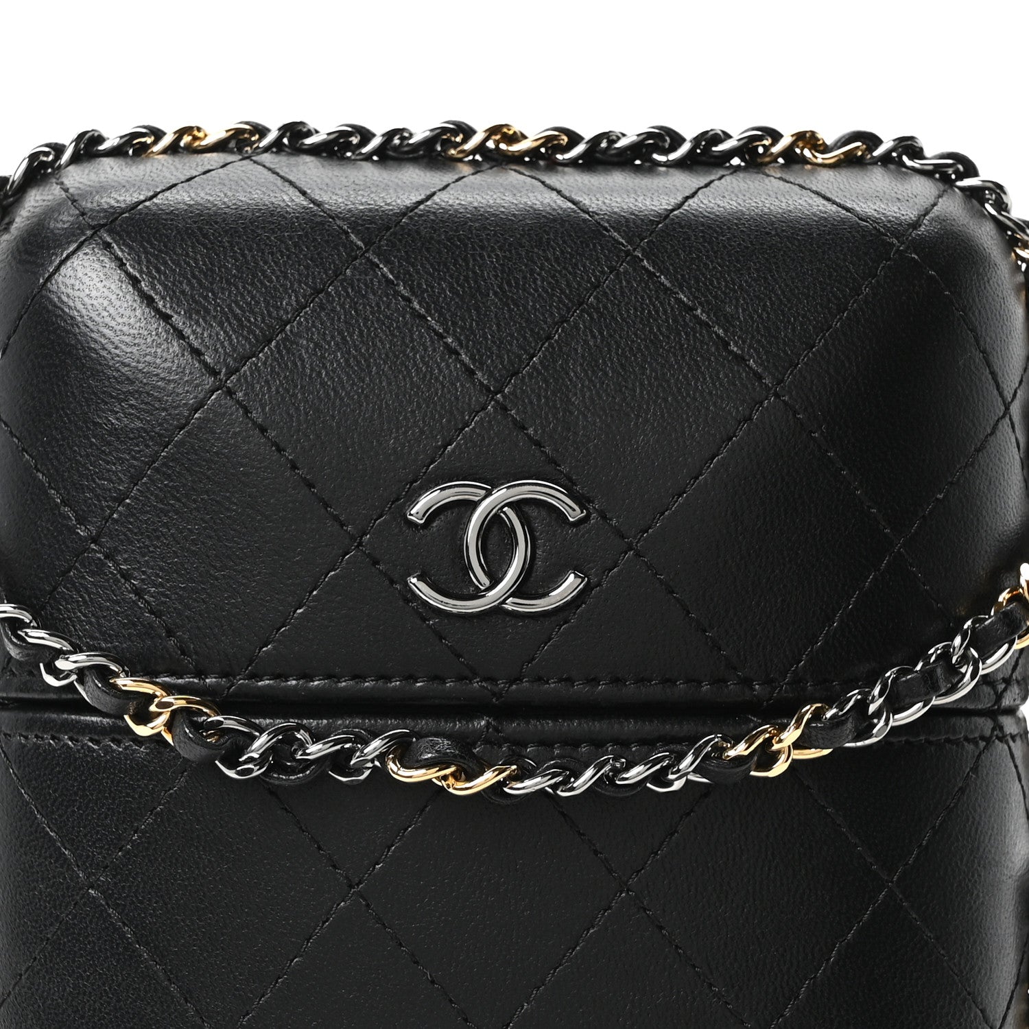 Chanel Lambskin Quilted Chain Around Phone Holder Black 8 of 10