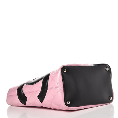 Chanel Calfskin Quilted Medium Cambon Tote Pink Black 4 of 14