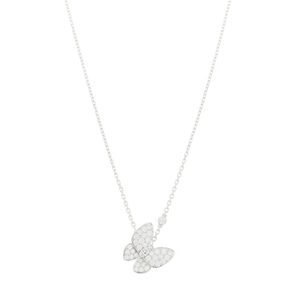 Van Cleef & Arpels 18K White Gold Diamond Two Butterfly Pendant Necklace 1 of 6
