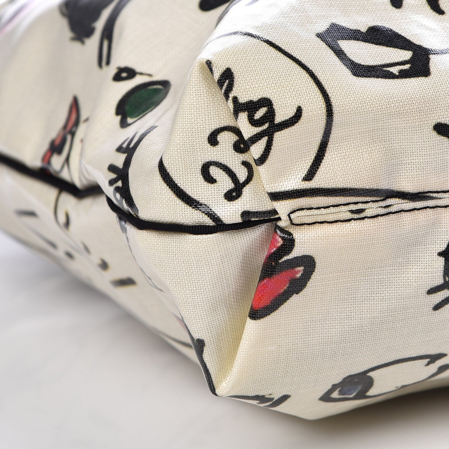Canvas Face Printed Shopper Tote Black White